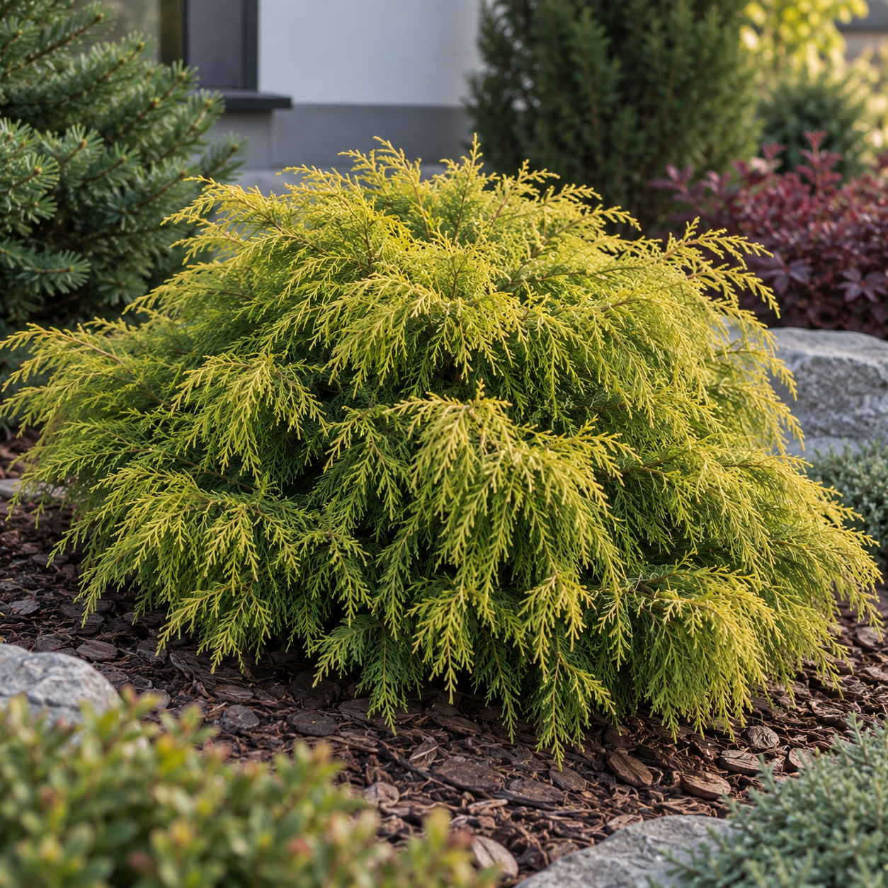 Cyprysik groszkowy ''Filifera Aurea Nana'' Chamaecyparis pisifera 'Filifera Aurea nana 1