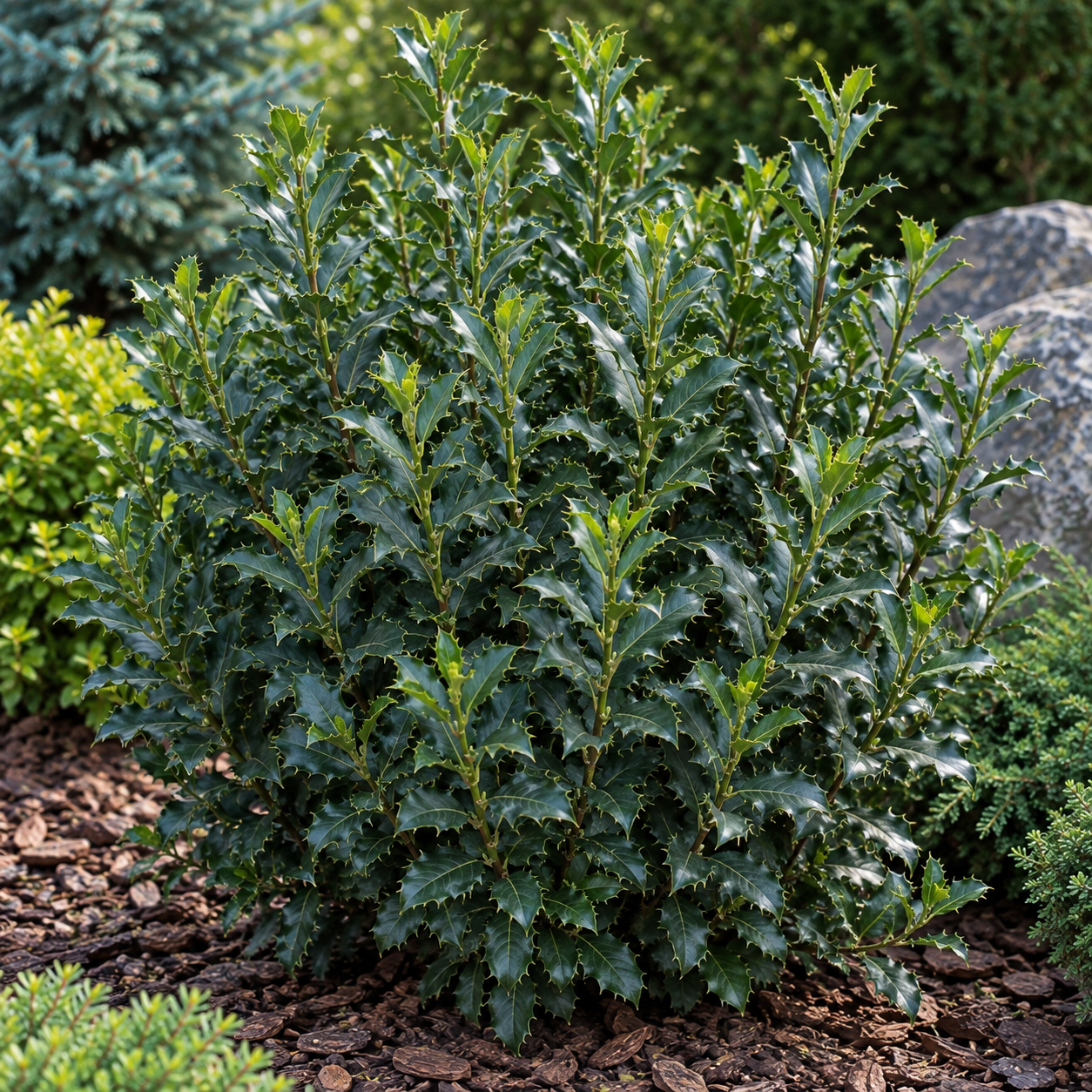 Ostrokrzew ''Meservy Blue Angel'' Ilex meserveae 'Blue Angel' 1