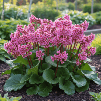 Bergenia Rose Bergenia cordifolia 'Rose' 1