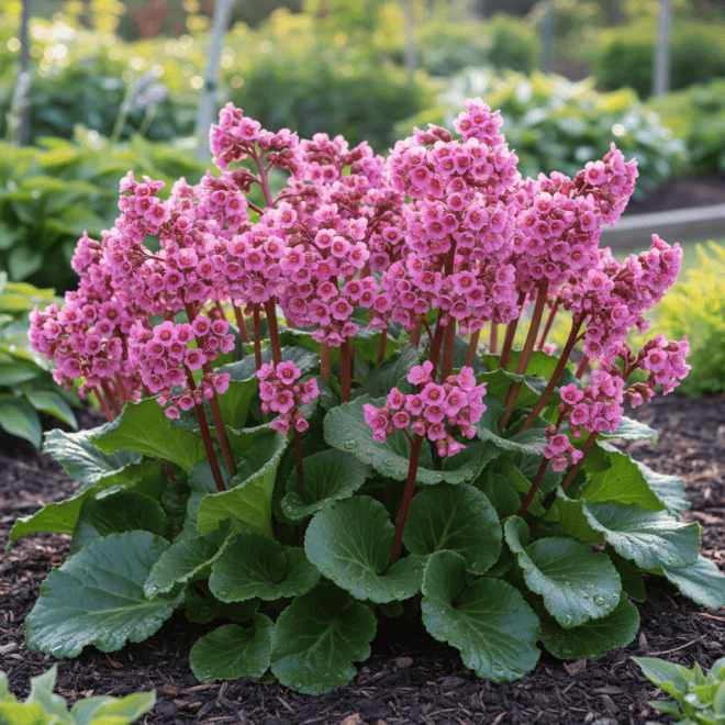 Bergenia Rose Bergenia cordifolia 'Rose' 1