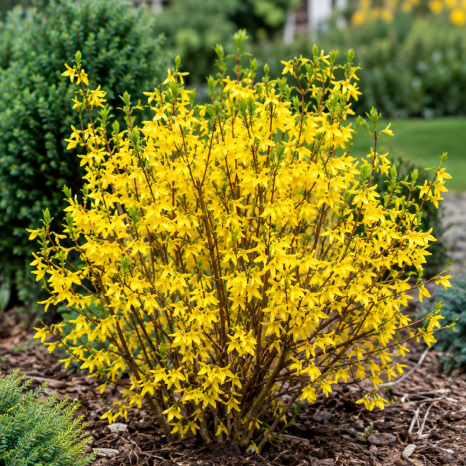 Forsycja pośrednia "Maluch" Forsythia × intermedia 'Maluch' 1