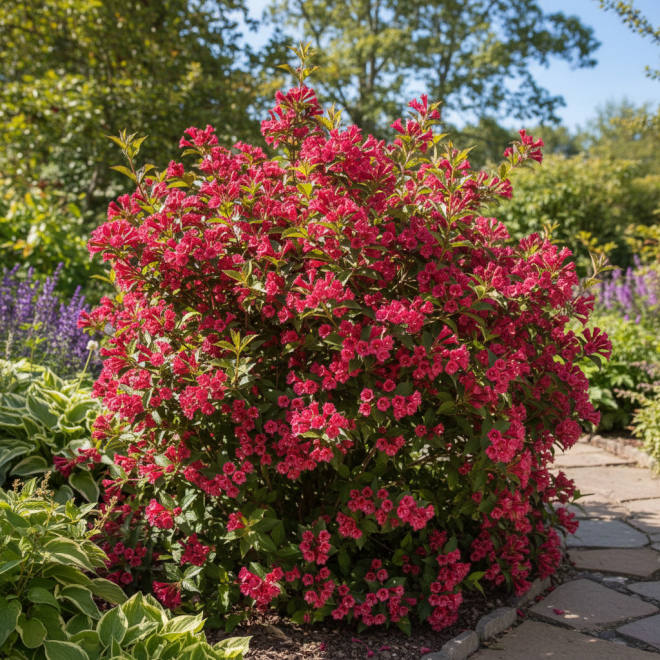 Krzewuszka cudowna ''Eva Rathke'' Weigela florida 'Eva Rathke' 3